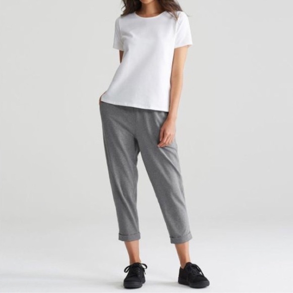NWT Eileen Fisher Gray Cotton Slouchy Crop Pant M - Picture 1 of 14